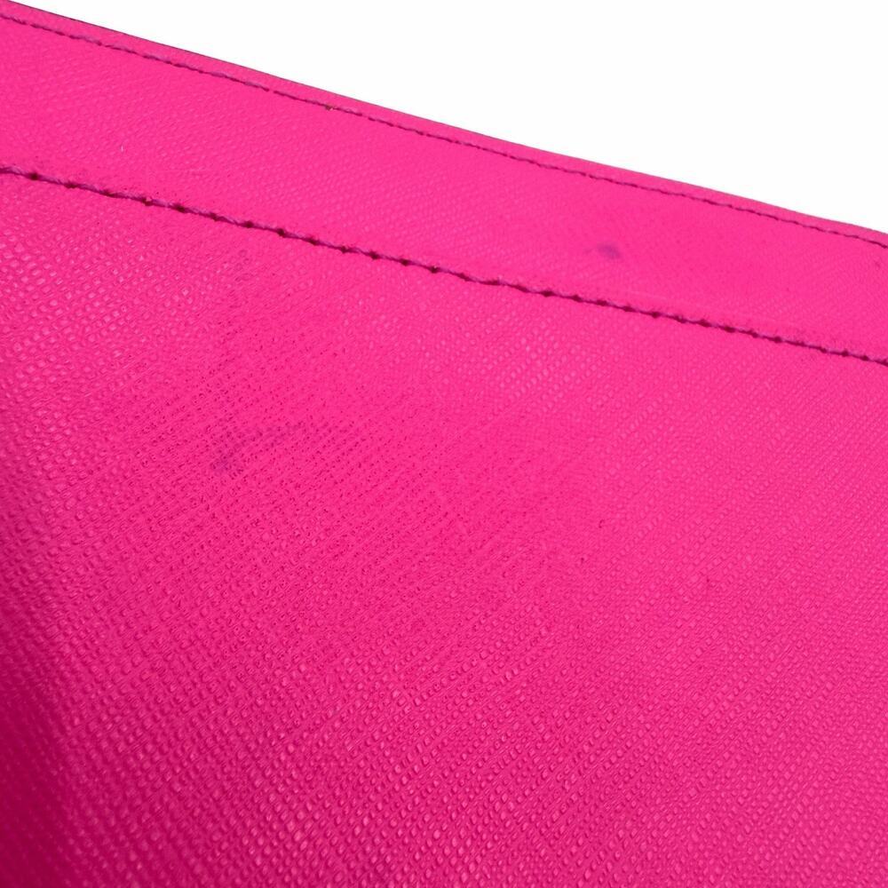 Kate Spade Zip Around Hot Pink Leather Wallet B&W Striped Interior - Picture 8 of 11